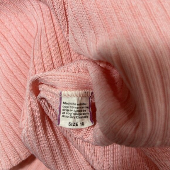 Vtg 70S James Kenrob Women Pink Rib Knit Sleeveless Sweater Top Back Zip Size 16 - Picture 5 of 6